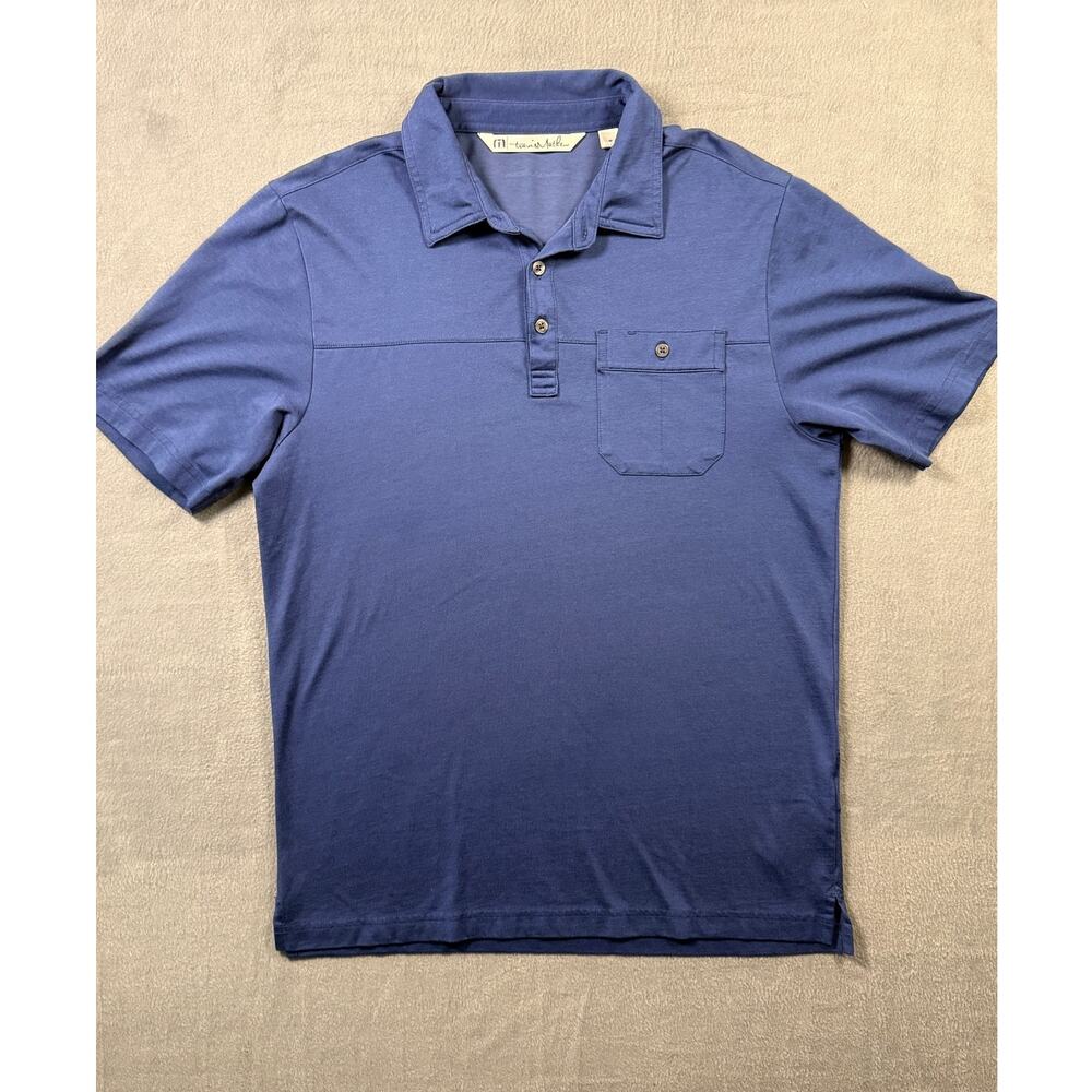 Travis Mathew Pima Cotton Short Sleeve Polo Shirt Men's Size Medium Blue‎
